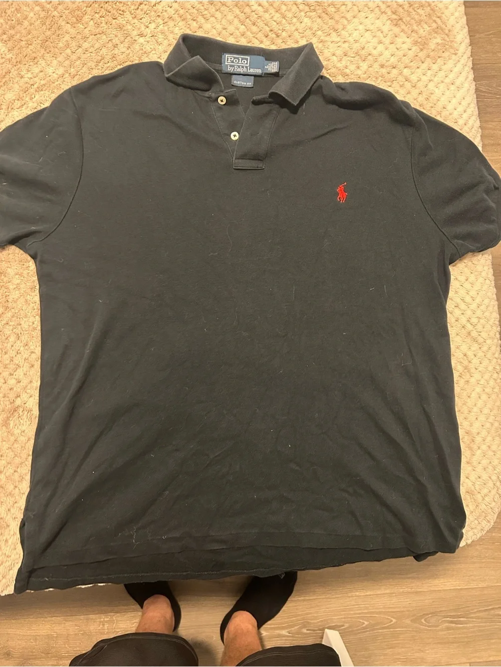 Ralph Lauren Black Polo with Red Pony Embroidery